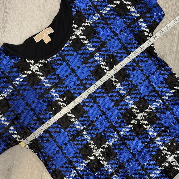 Michael Kórs Sequin Front Plaid Top Size Small - Picture 9 of 16